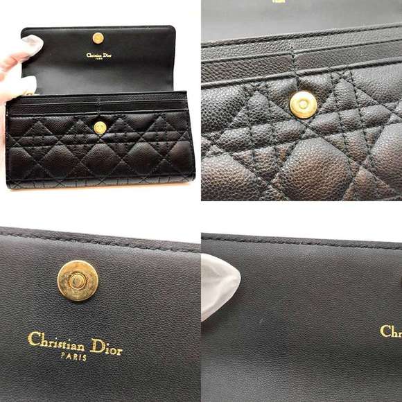 CHRISTIAN DIOR Caro Orchid Long Wallet Black Leather - Picture 5 of 6